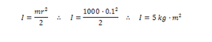 0.1m diameter 1000 kg shaft inertia